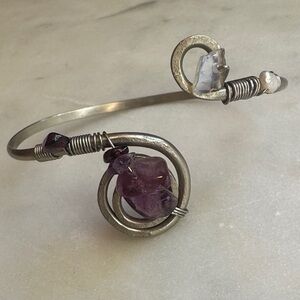 Elegant Silver and Purple Stone Bracelet